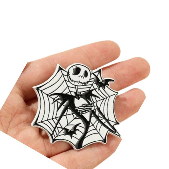 Jack Skellington Enamel Pin | Halloween Spider Web Design | Collectible - Picture 3 of 4
